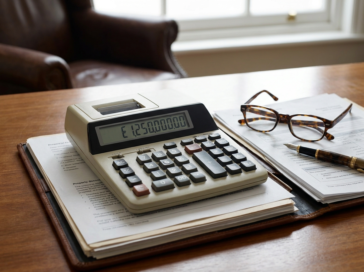 Calculator op portfolio van vastgoeddocumenten