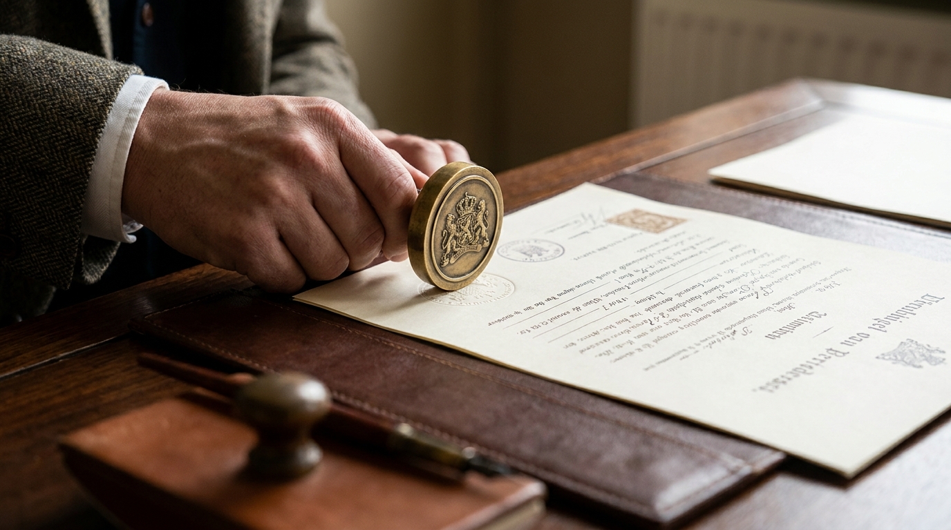 Aangifte overdrachtsbelasting - notariszegel op document
