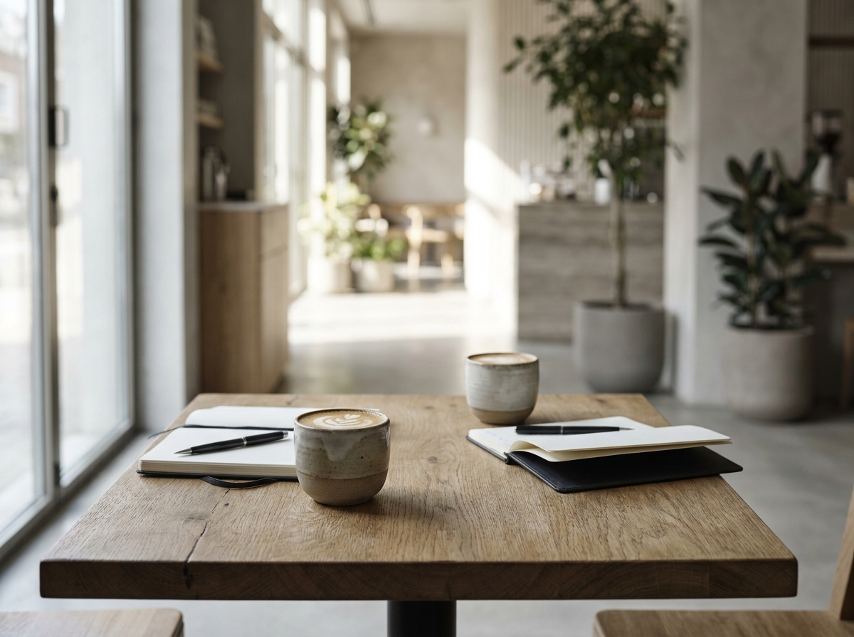 Twee koffiekoppen op tafel kennismakingsgesprek