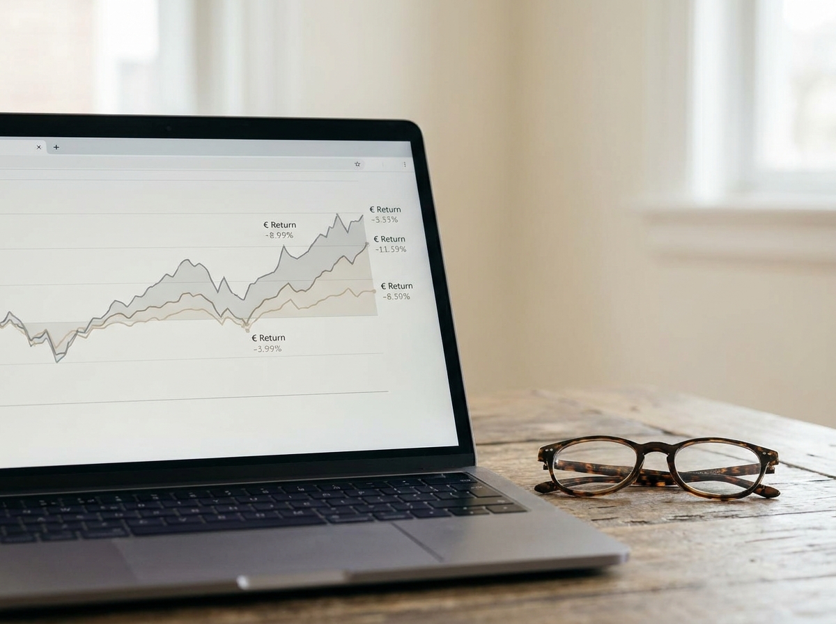 Financiële grafieken op laptopscherm