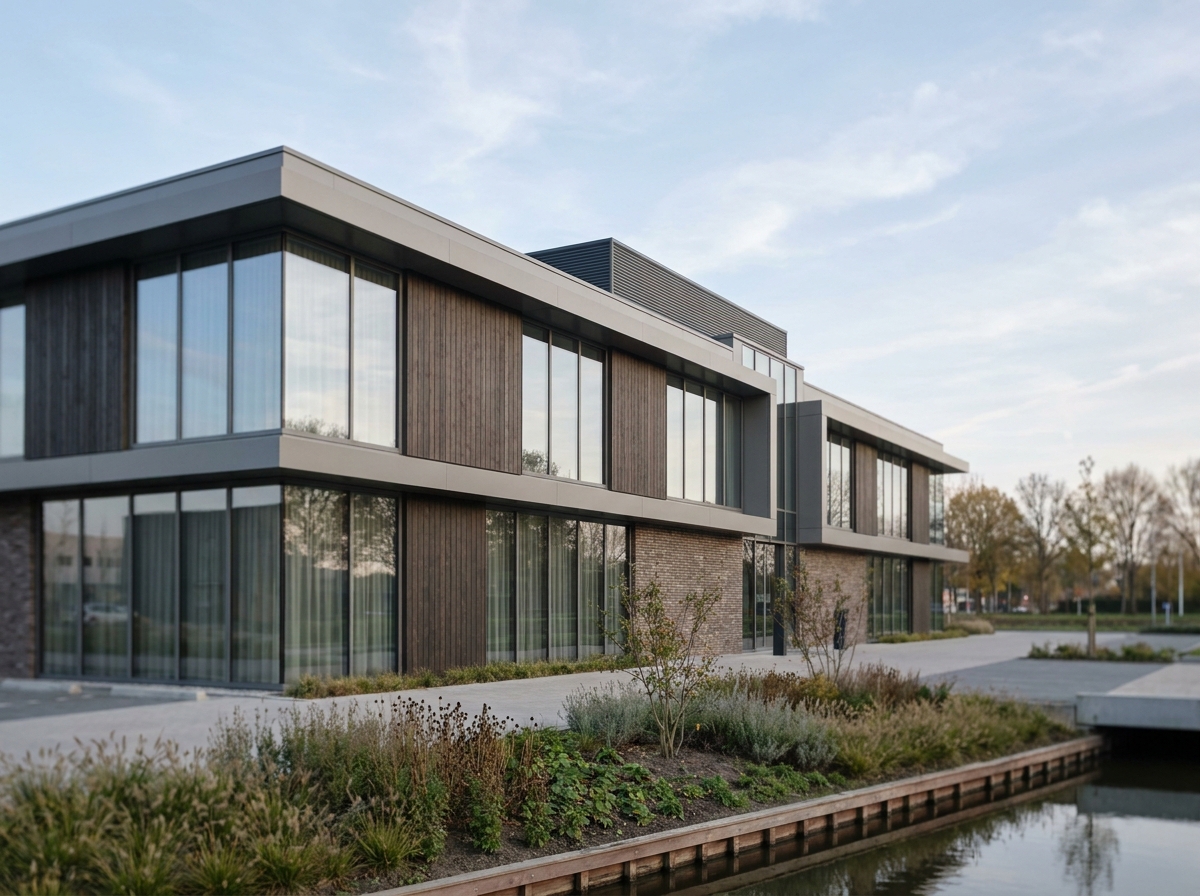 Modern nieuwbouw kantoor exterieur