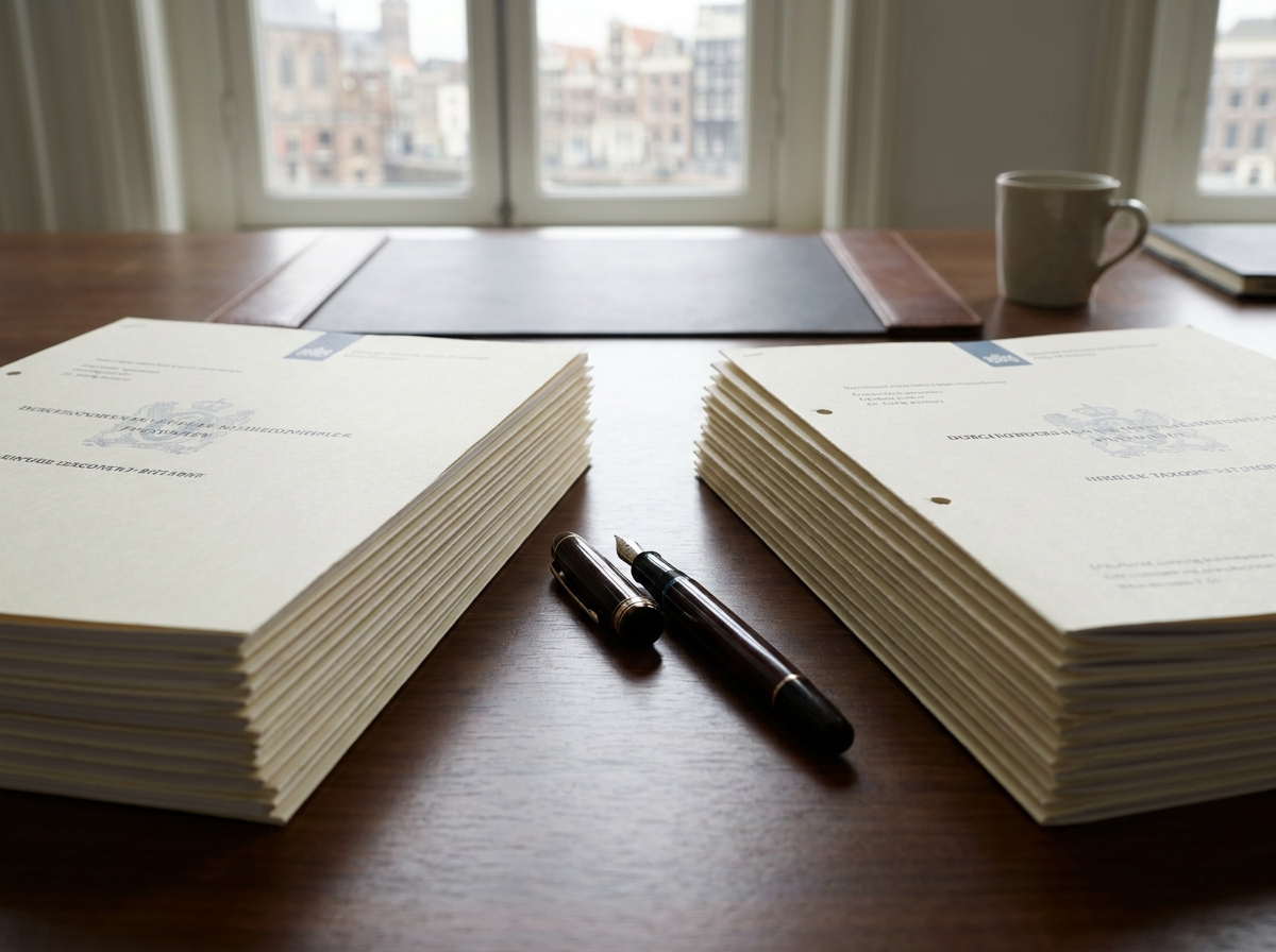 Twee stapels belastingdocumenten naast elkaar