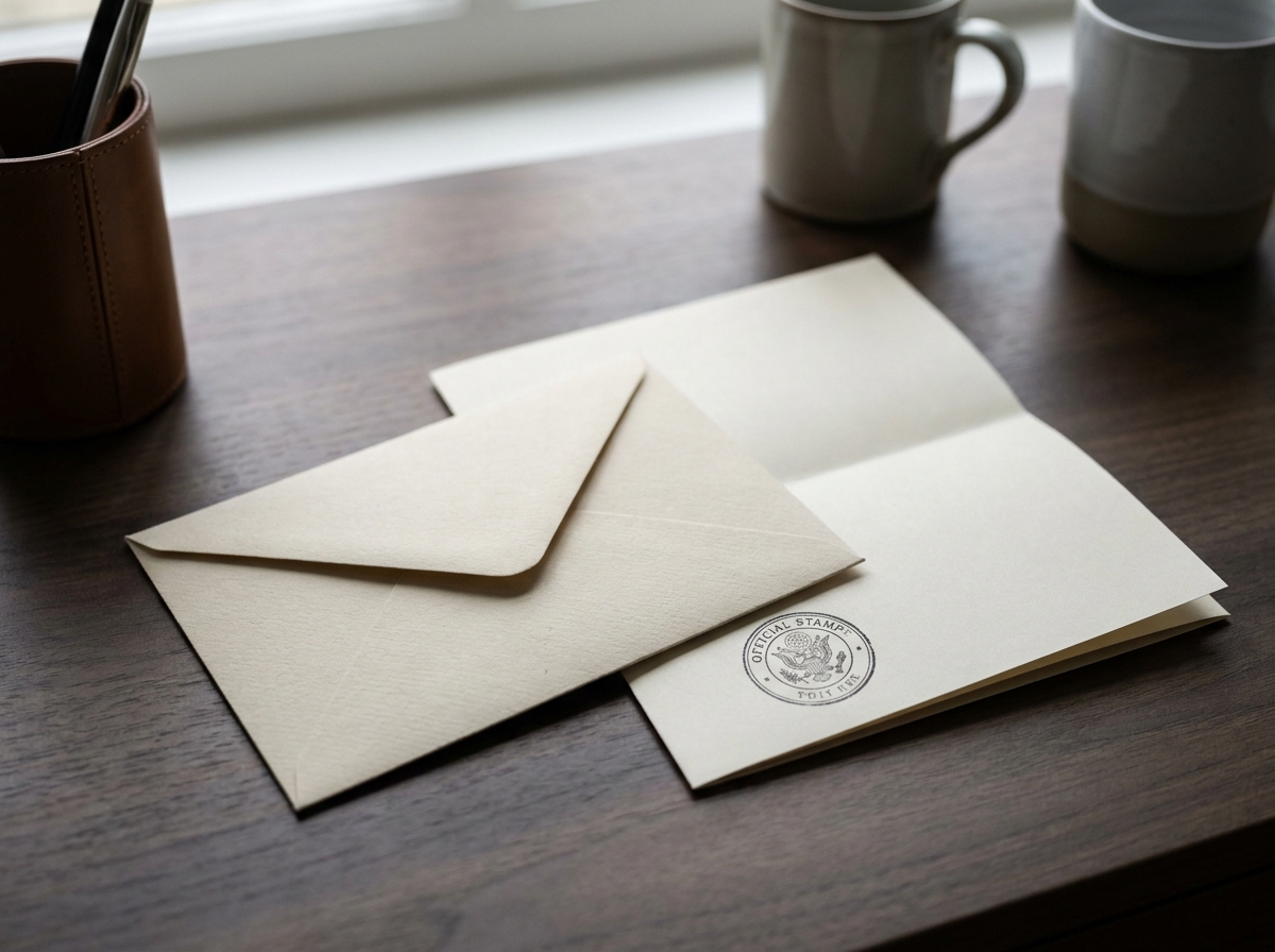 Formele envelop op bureau