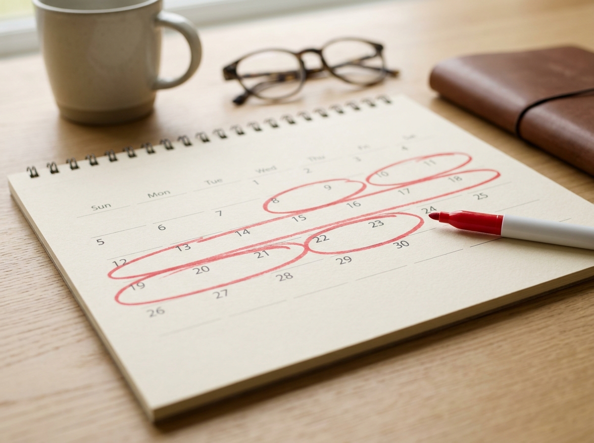 Kalender met aangekruiste weken