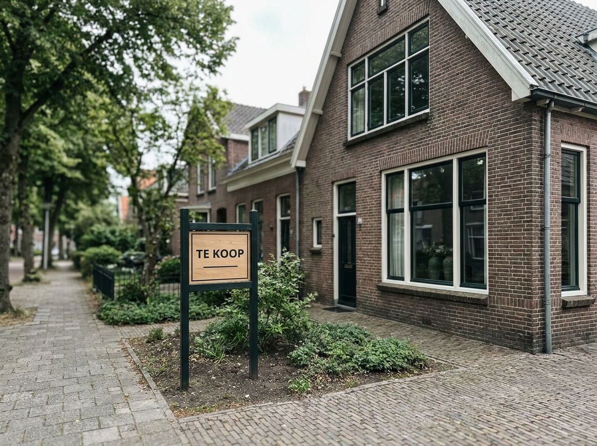 Te Koop bord voor Nederlandse woning