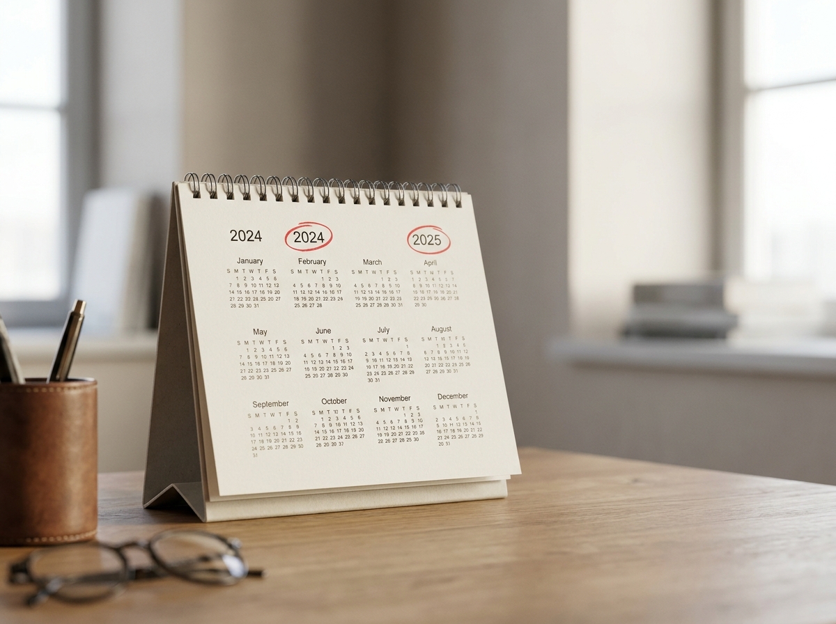 Kalender met twee jaar termijn aangekruist