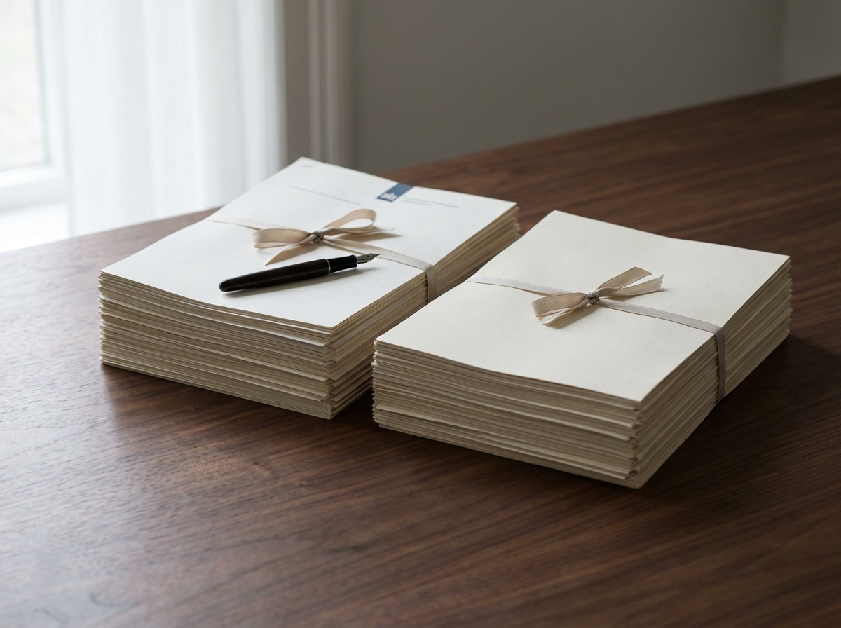Twee stapels belastingdocumenten op bureau